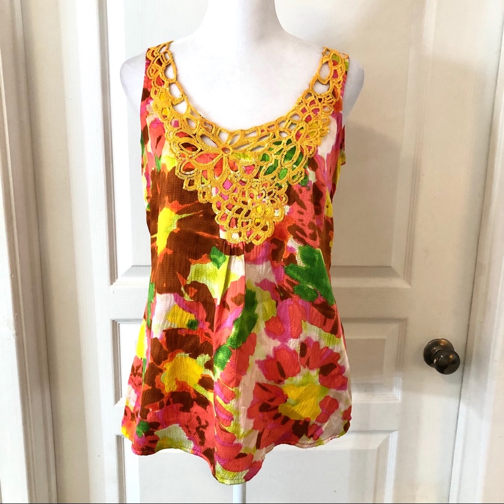 Beth Bowley 100% silk floral blouse